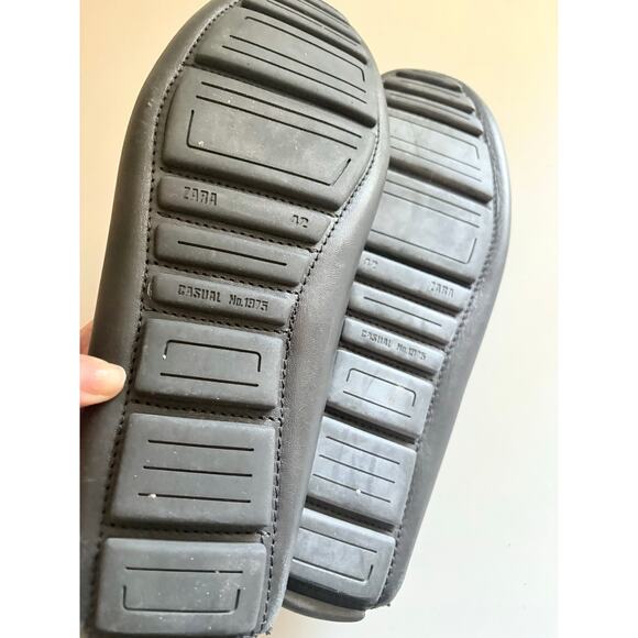 ZARA Men's Black Leather Loafers Size 42 EU 9 US Slip On Driving Moccasins - Picture 4 of 6